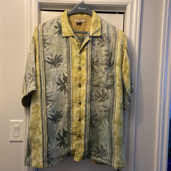 Tommy Bahama Men's Relax Vertical Stripe Floral Print Linen Loop Neck Size XL - Picture 2 of 5